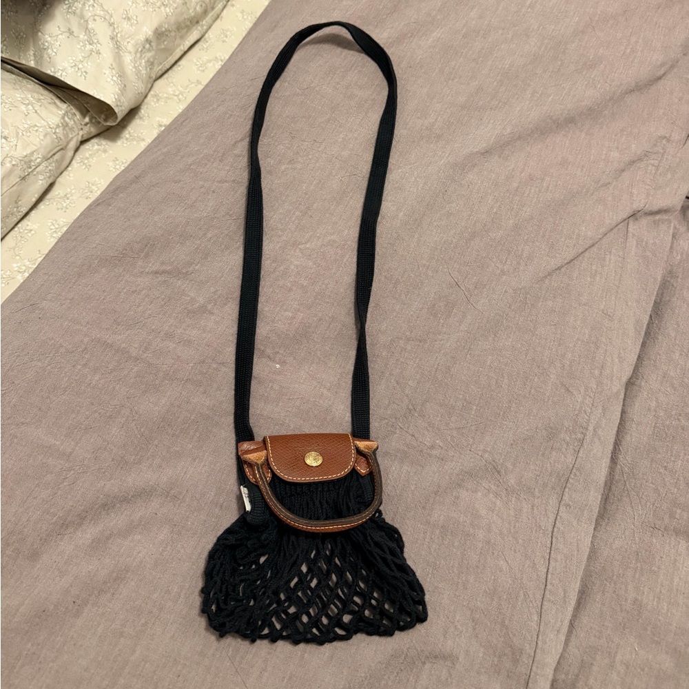 Longchamp Black and Brown Crossbody Bag